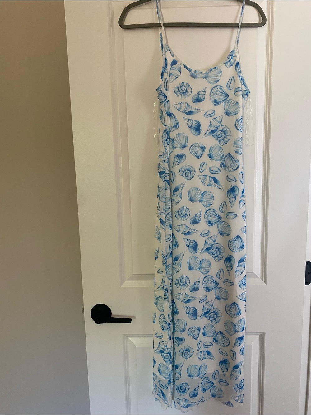 Blue Shell Print Slip Dress